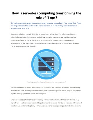 How is Serverless Computing transforming the role of IT ops?