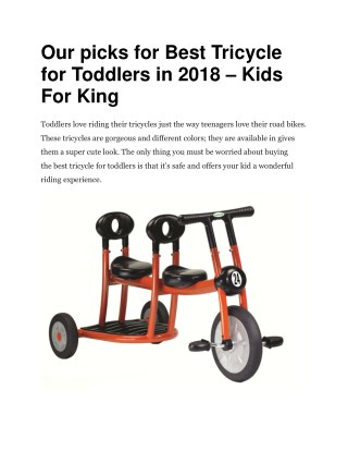 Our picks for Best Tricycle for Toddlers in 2018 â€“ Kids For King