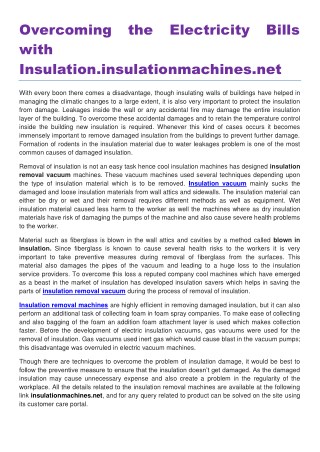 Overcoming the Electricity Bills with Insulation insulationmachines.net