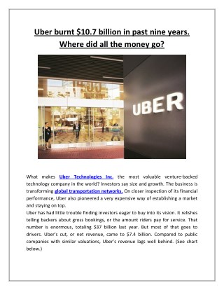 Uber burnt $10 7 billion in past nine years where did all the money go