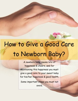 How to Give a Good Care to Newborn Baby?