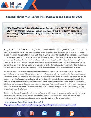 Coated Fabrics Market Analysis, Dynamics & Scope till 2020