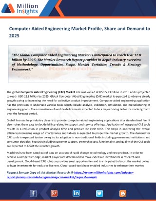 Computer Aided Engineering Market Profile, Share and Demand to 2025