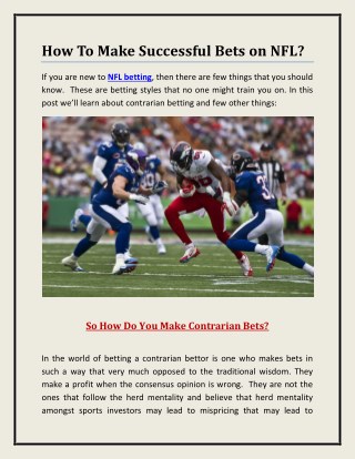 How To Make Successful Bets on NFL?