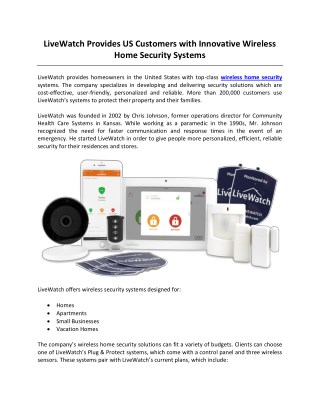 LiveWatch Provides US Customers with Innovative Wireless Home Security Systems