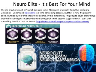 Neuro Elite - Your Brain Energy Will Improve