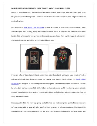 BAND T-SHIRTS WHOLESALE WITH FINEST QUALITY AND AT REASONABLE PRICES