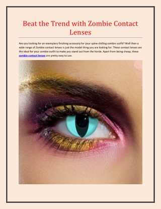 Beat the Trend with Zombie Contact Lenses