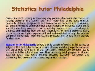 Statistics tutor Philadelphia
