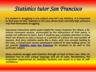 Statistics tutor San Francisco