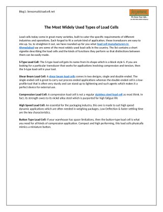 Know the Most Widely Used Types of Load Cells