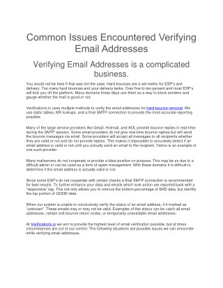 Common Issues Encountered Verifying Email Addresses