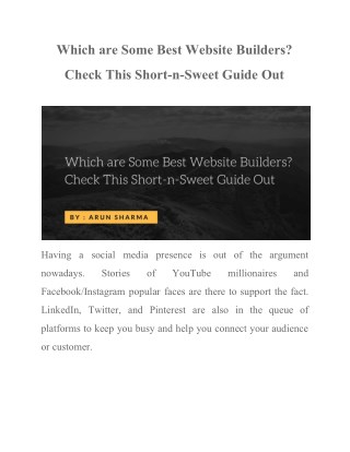 Which are Some Best Website Builders? Check This Short-n-Sweet Guide Out