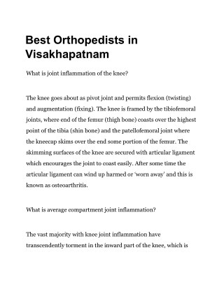 Best Orthopedists in Visakhapatnam