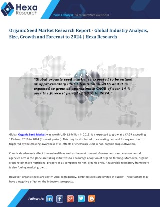 Organic Seed Industry Research Report - Global Market Analysis and Forecast to 2024