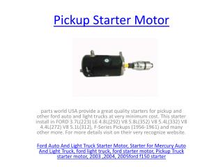 Ford Pickup Starter Motor