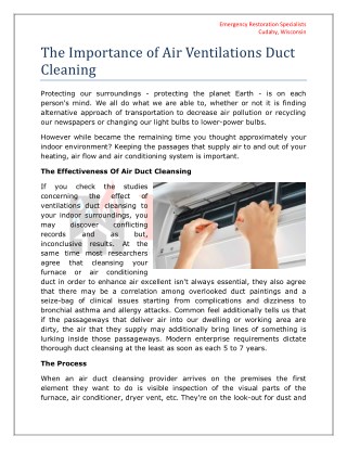 Importance of Air Ventilation Duct Cleaning