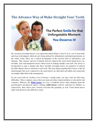 The Advance Way of Make Straight Your Teeth
