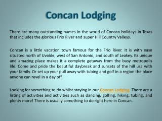 Concan Lodging