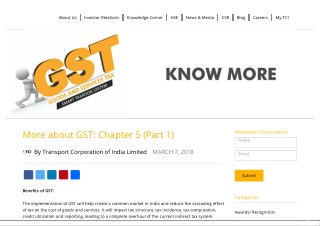 Know More About GST: Chapter 5 (Part 1) By TCIL