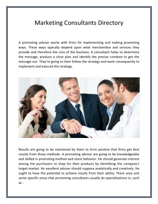 Marketing Consultants Directory