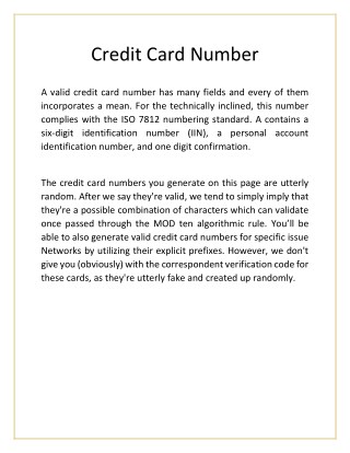 Credit Card Number