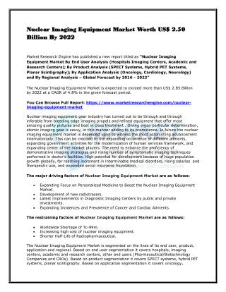 Nuclear Imaging Equipment Market Worth US$ 2.50 Billion By 2022