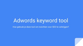 Adwords Keyword Tool