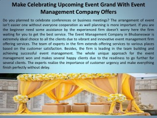 Make Celebrating Upcoming Event Grand With Event Management Company Offers