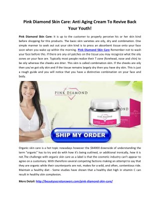 Pink Diamond Skin Care : Fine Lines & Wrinkle Skincare Solution!