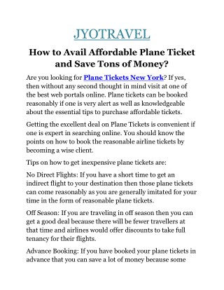How to Avail Affordable Plane Ticket and Save Tons of Money?