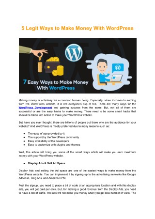 5 Legit Ways to Make Money With WordPress