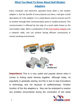 What You Need To Know About Null Modem Adapters