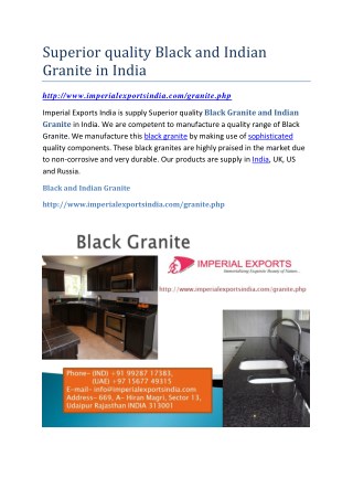 Superior Quality Black and Indian Granite in India