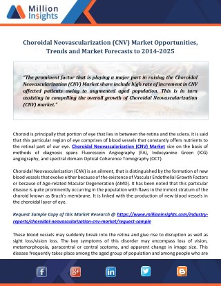 Choroidal Neovascularization (CNV) Market Opportunities, Trends and Market Forecasts to 2014-2025