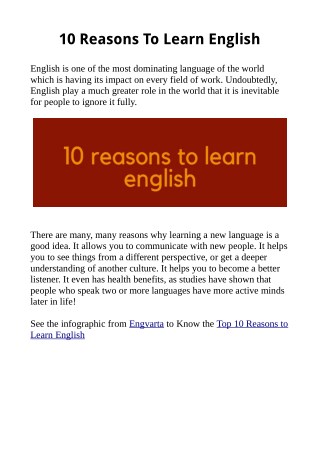 10 Reasons To Learn English