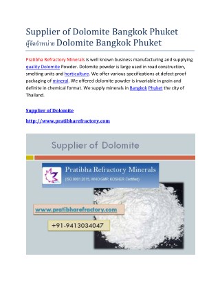 Supplier of dolomite bangkok phuket