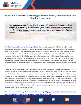 Plate and Frame Heat Exchanger Market Share, Segmentation and Vendor Landscape