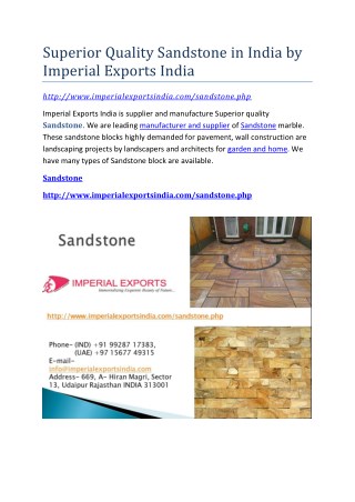 Superior Quality Sandstone in India by Imperial Exports India