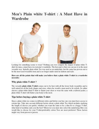 Buy Plain White T-Shirts in UK