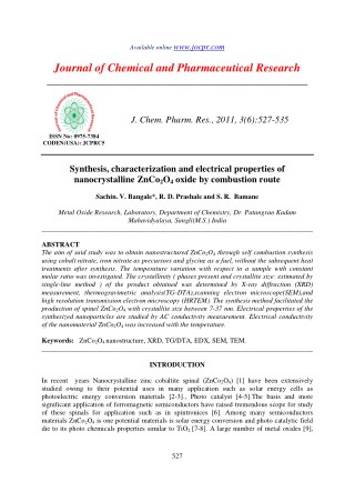 Synthesis, characterization and electrical properties of nanocrystalline ZnCo2O4 oxide by combustion route