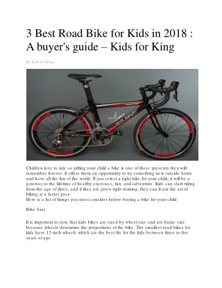 3 Best Road Bike for Kids in 2018 : A buyer's guide â€“ Kids for King