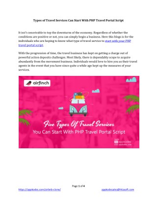 Types of Travel Services Can Start With PHP Travel Portal Script