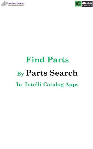 Find Parts By Parts Search In Intelli Catalog Apps