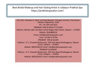 Best Bridal Makeup and Hair Styling Artist in Udaipur Prabhat Spa