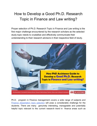 How to Develop a Good Ph.D. Research Topic in Finance and Law writing