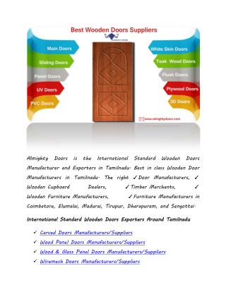 Manufacturer & Exporter Of Wooden Doors And Wooden Furniture