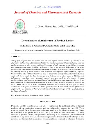 Determination of Adulterants in Food: A Review