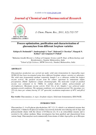 Process optimization, purification and characterization of glucoamylase from different Sorghum varieties