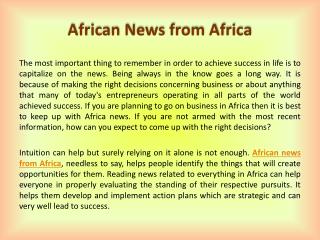 African news from Africa